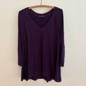 Cut Loose Purple Striped V-Neck Tunic Top
